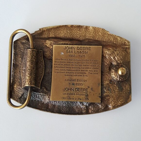 John Deere Model 544 Four Wheel Drive Loader 1997 Brass Belt Buckle Limited Edit - Picture 3 of 7